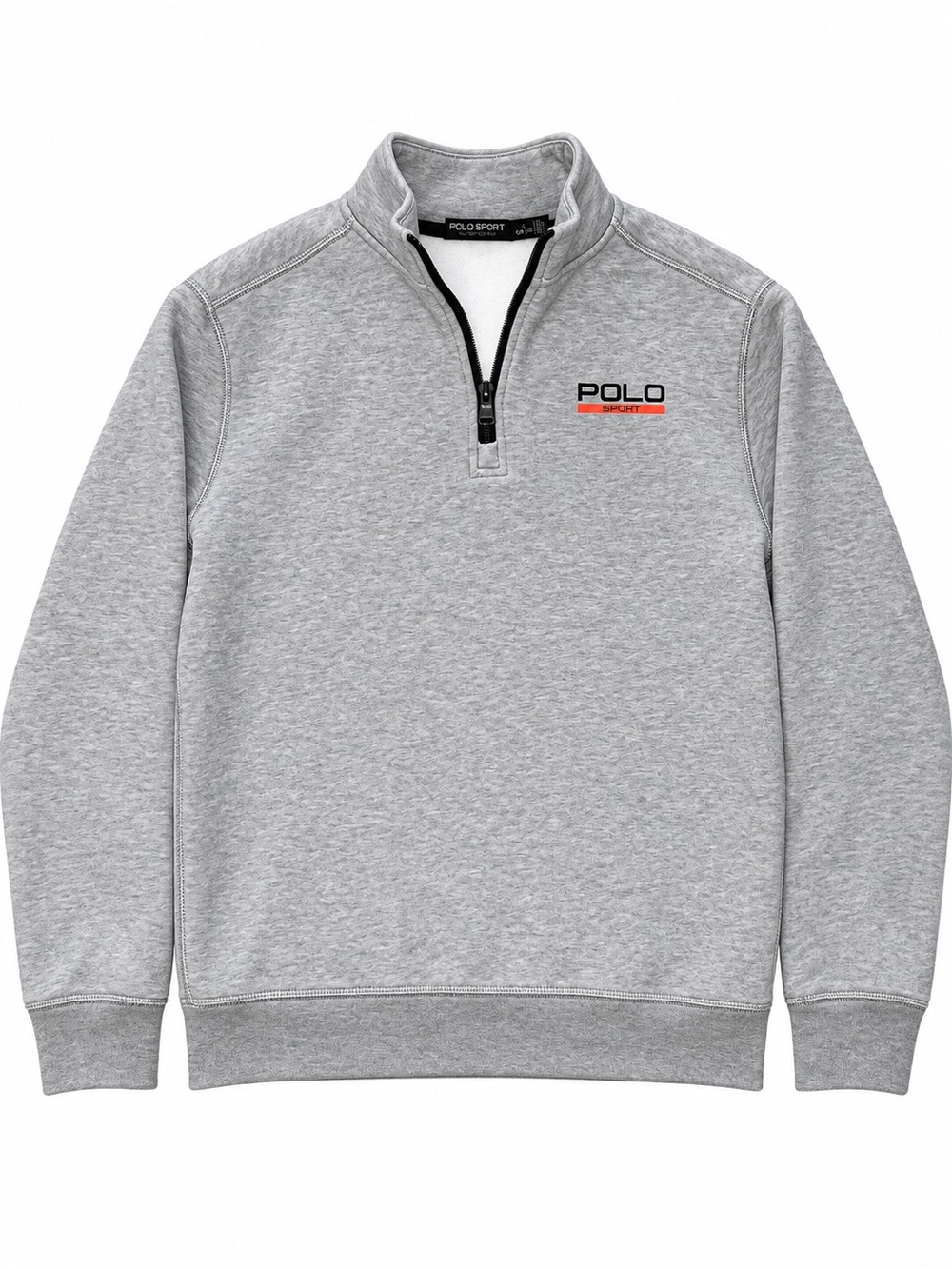 Ralph Lauren Polo Sport Light Gray Quarter-Zip Sweatshirt with Black Trim
